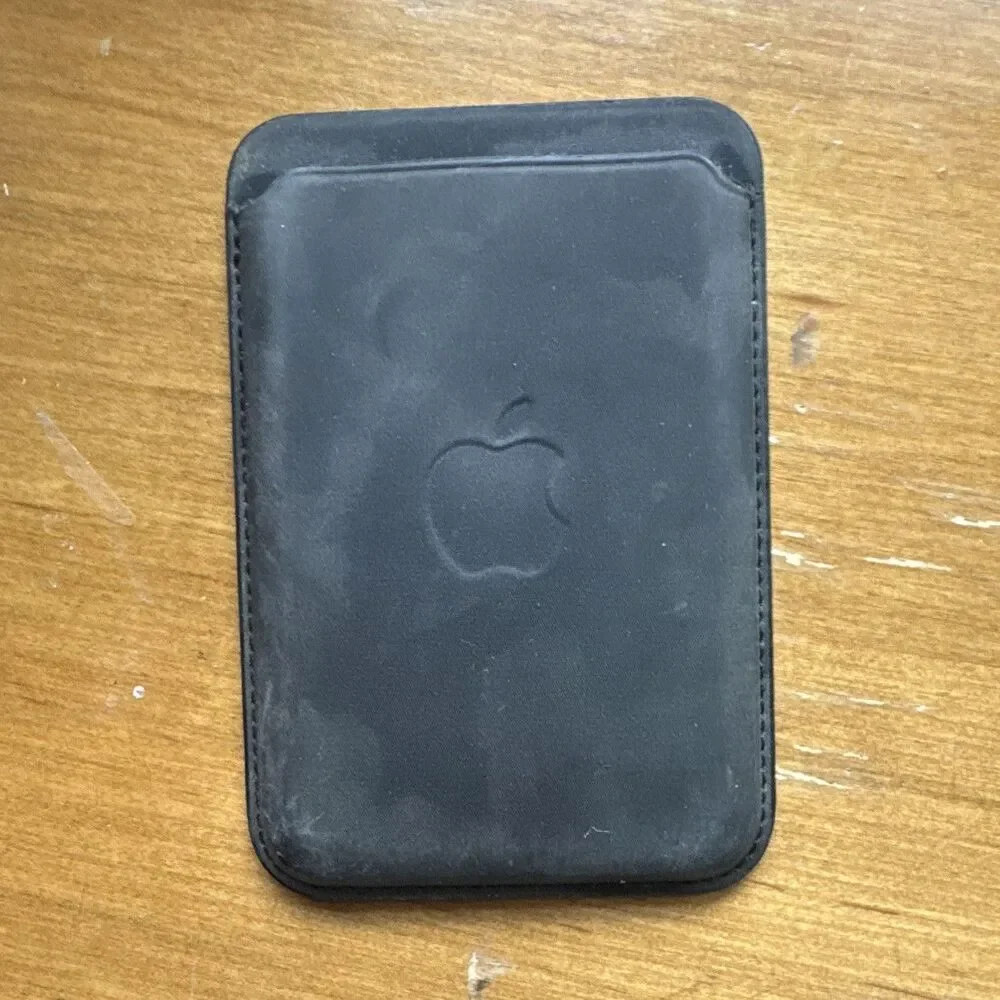 Apple Leather Magnetic Wallet for iPhone, Black Magnet Mount Card Holder
